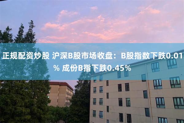 正规配资炒股 沪深B股市场收盘：B股指数下跌0.01% 成份B指下跌0.45%