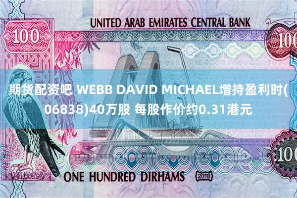 期货配资吧 WEBB DAVID MICHAEL增持盈利时(06838)40万股 每股作价约0.31港元