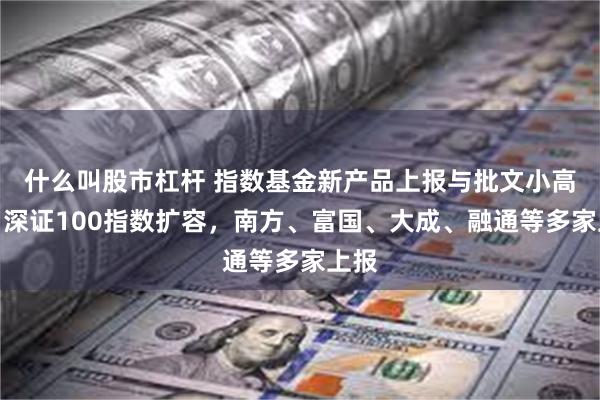 什么叫股市杠杆 指数基金新产品上报与批文小高峰，深证100指数扩容，南方、富国、大成、融通等多家上报